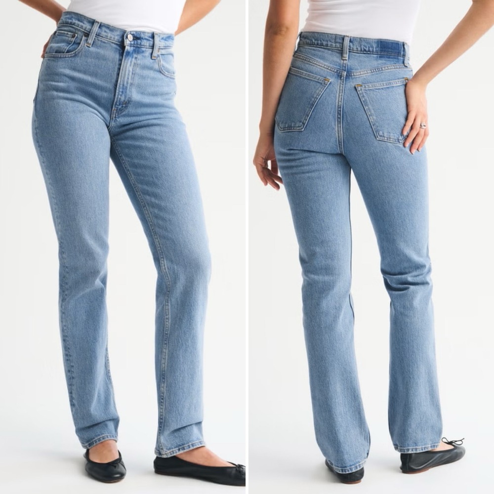 Abercrombie & Fitch The 90s Straight Ultra High Rise‎ Jeans 29 8 light wash